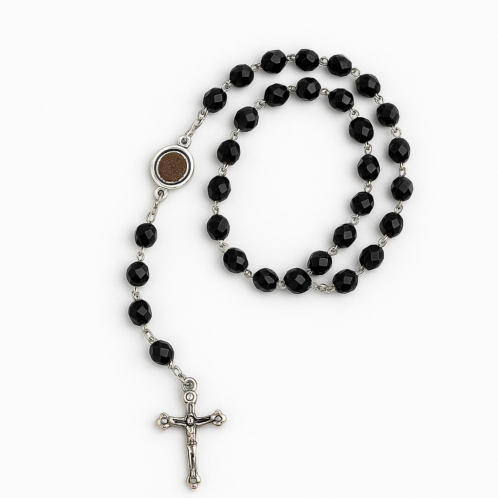 Crystal Rosary with Holy Land Soil