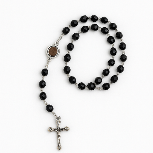 Crystal Rosary with Holy Land Soil