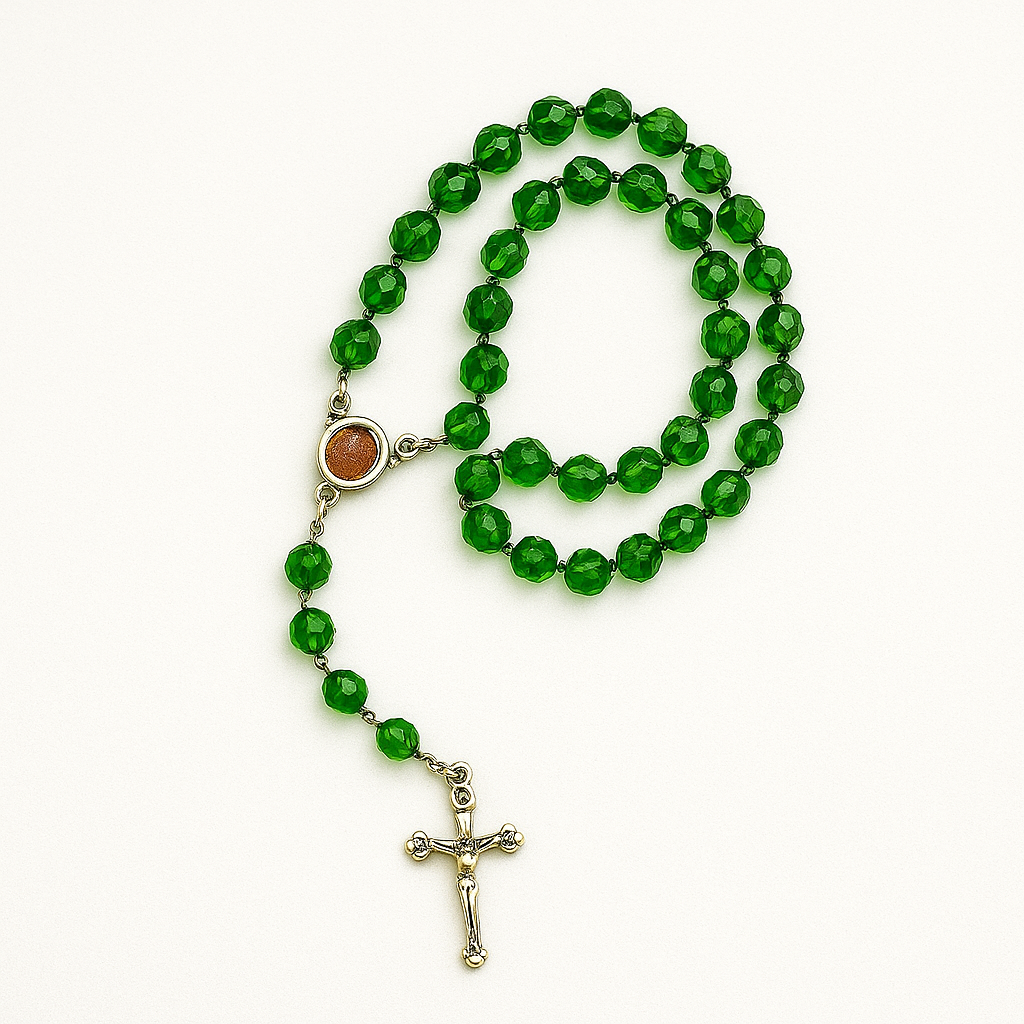 Crystal Rosary with Holy Land Soil