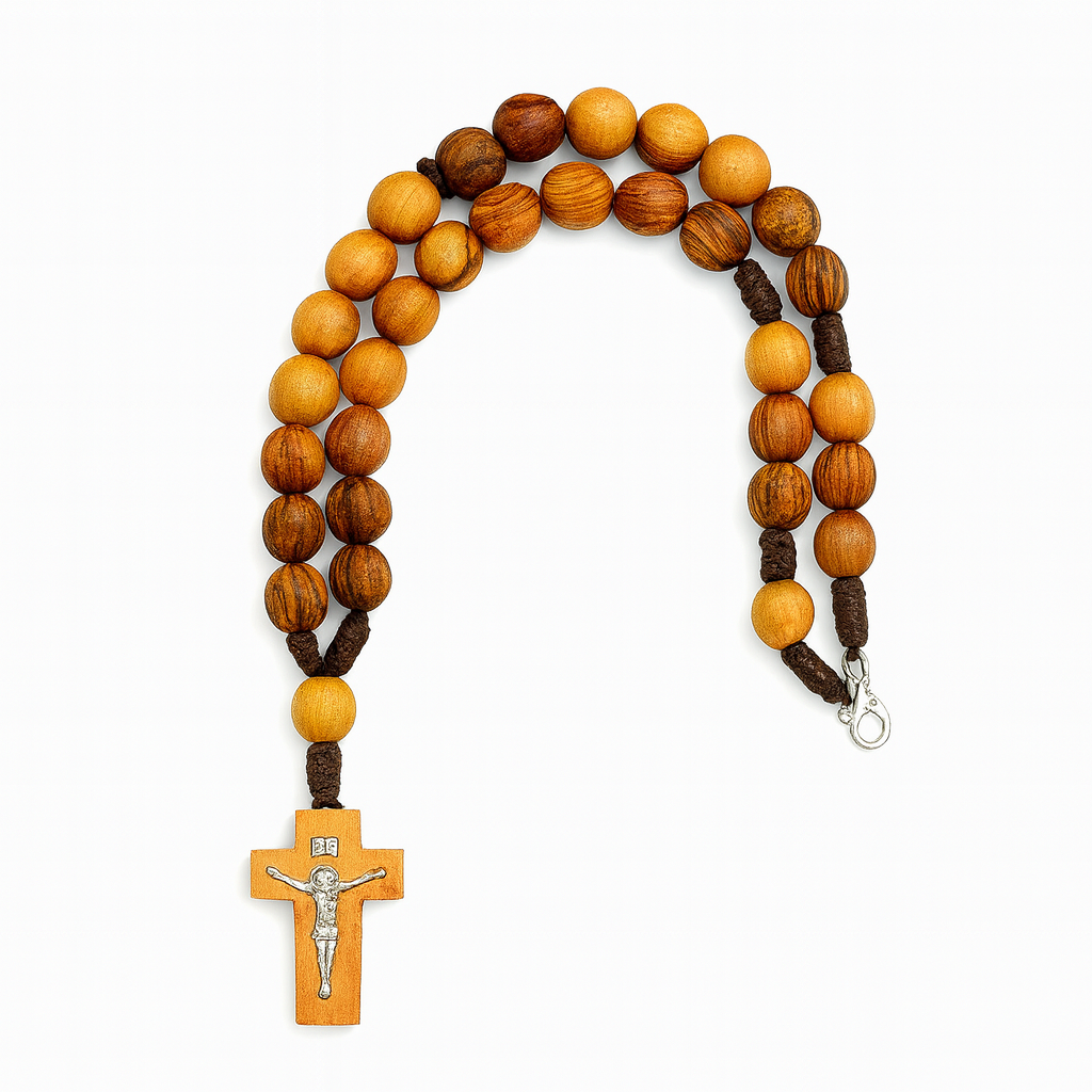 Holy Land Olive Wood Rosary with Metal Crucifix & Clasp