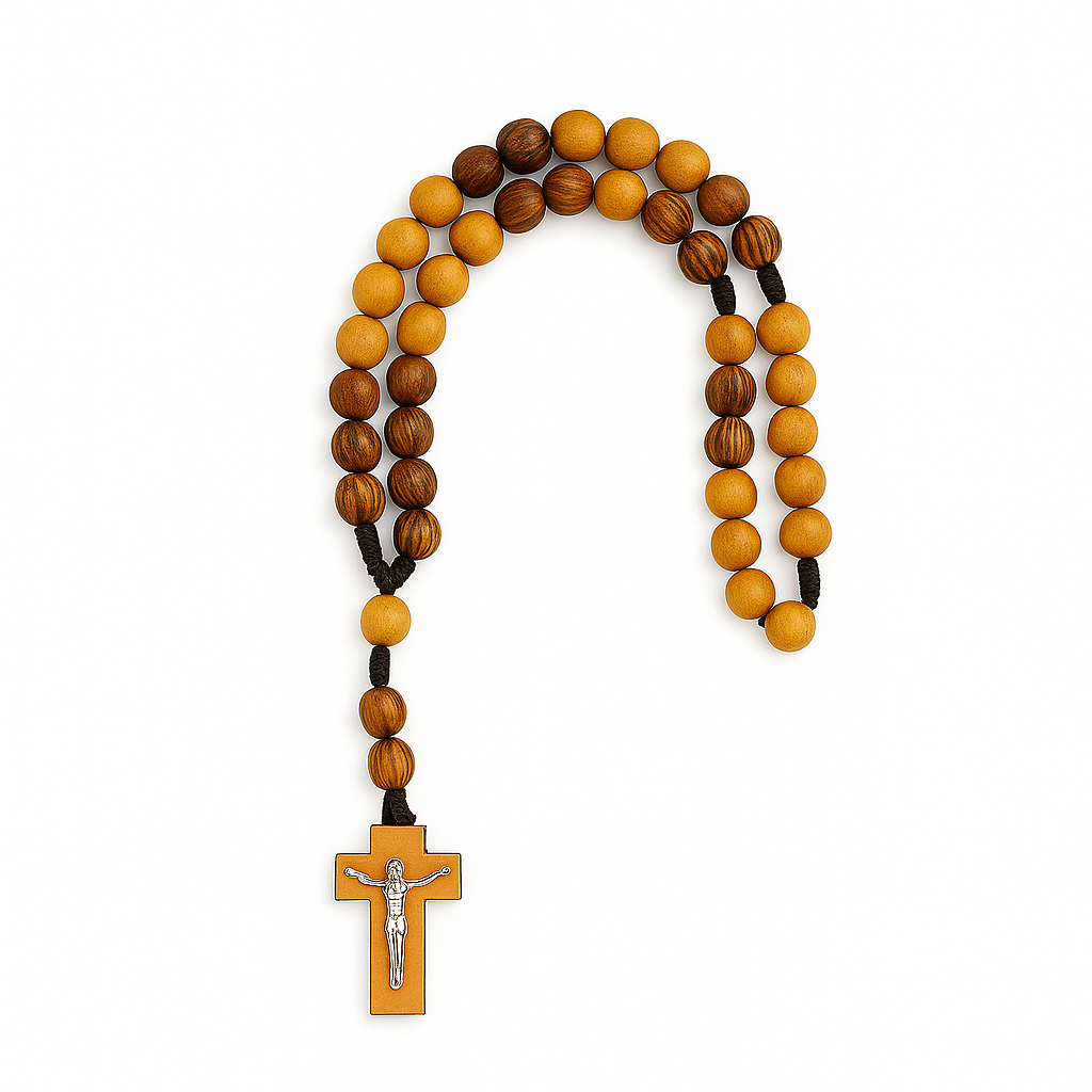 Holy Land Olive Wood Rosary with Metal Crucifix
