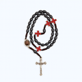 Hematite Rosary with Red Crosses + Holy Land Soil