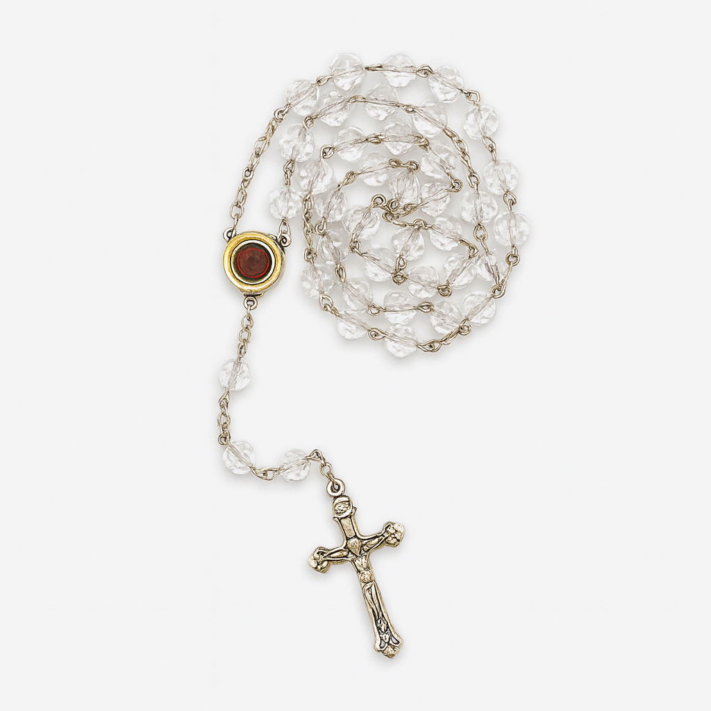 Crystal Rosary with Holy Land Soil
