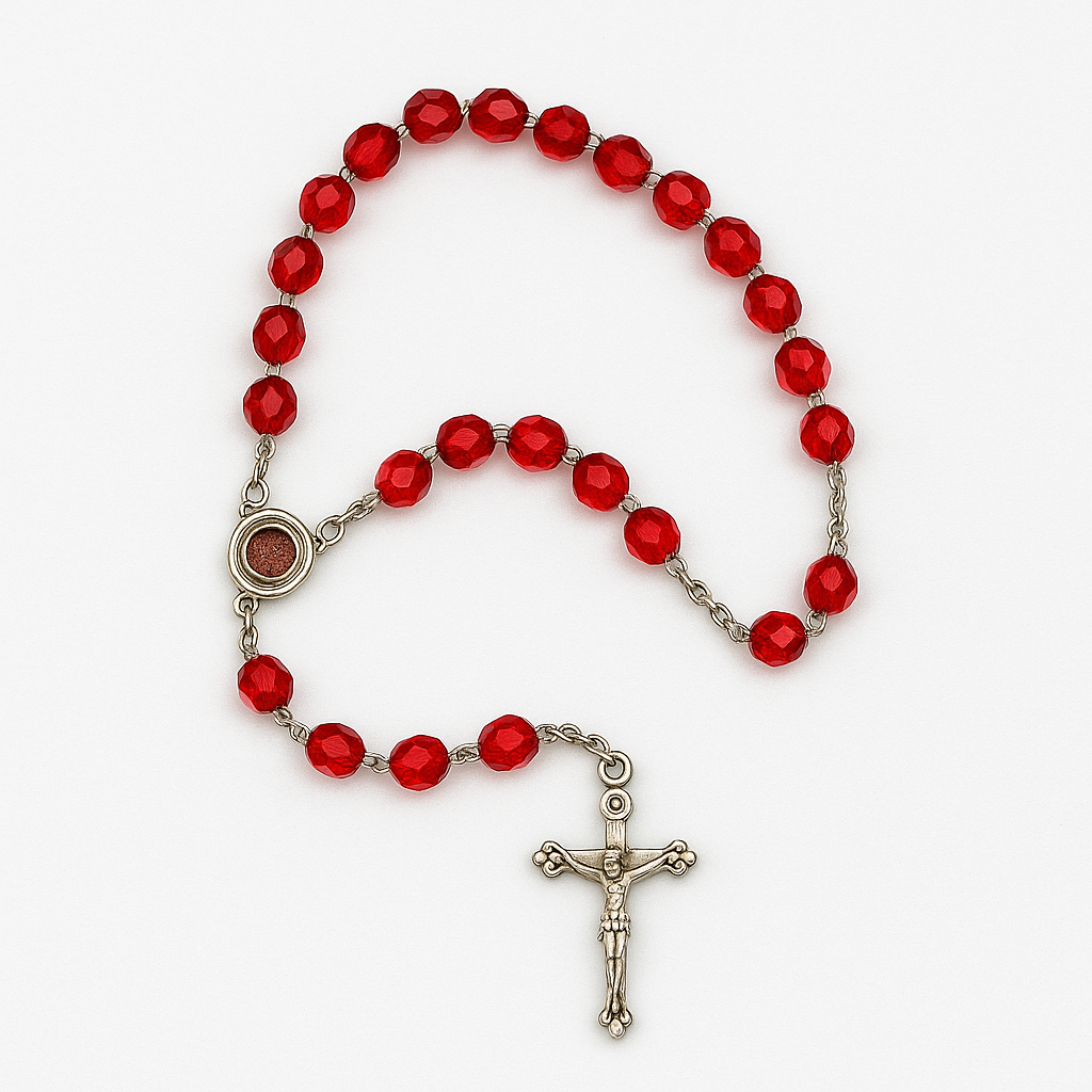 Crystal Rosary with Holy Land Soil