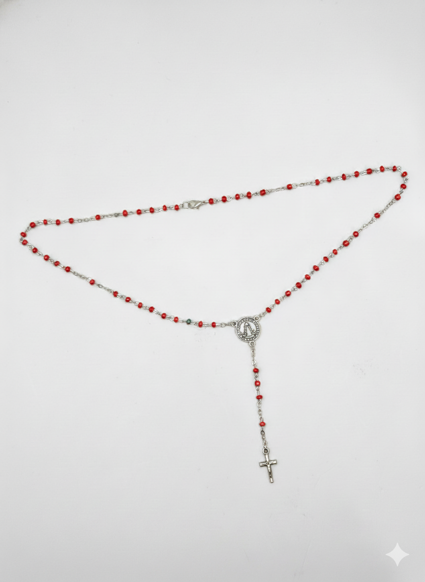 Crystal Bead Silver Rosary Necklace – Clasp Style