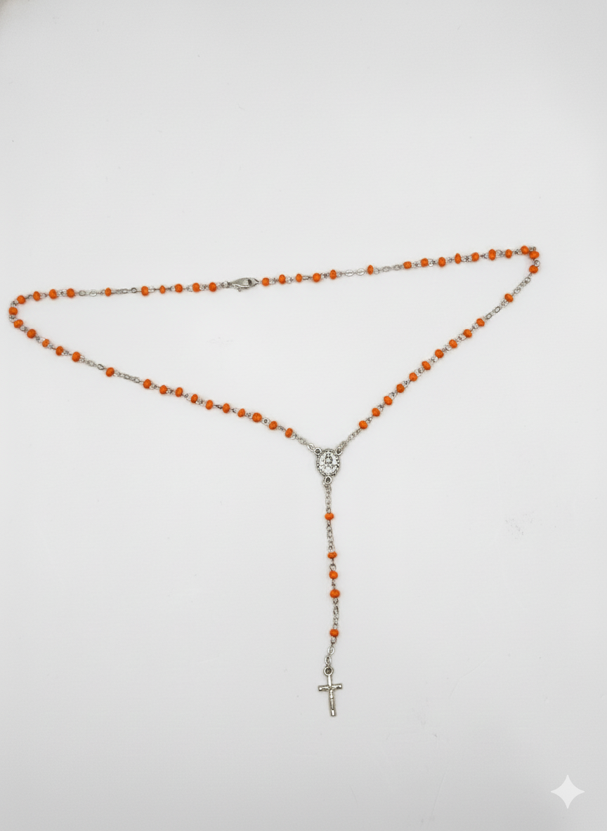 Crystal Bead Silver Rosary Necklace – Clasp Style