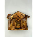 Classic Hand-Carved Olive Wood Nativity – Traditional Stable Style