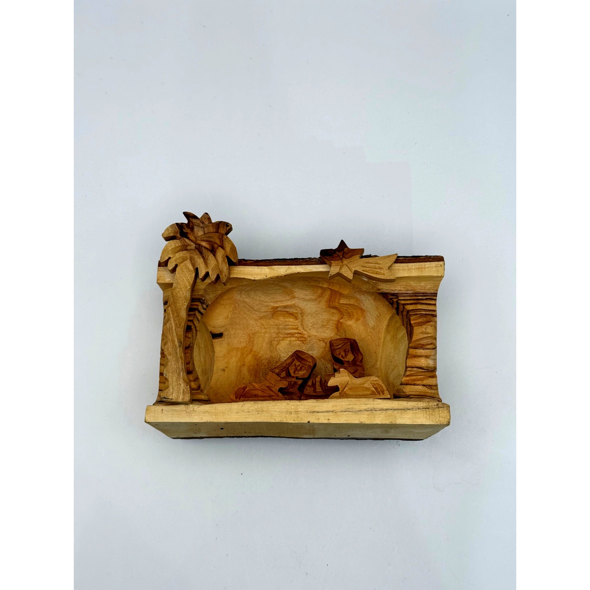 Minimalist Olive Wood Nativity Set – Modern Holy Family Design