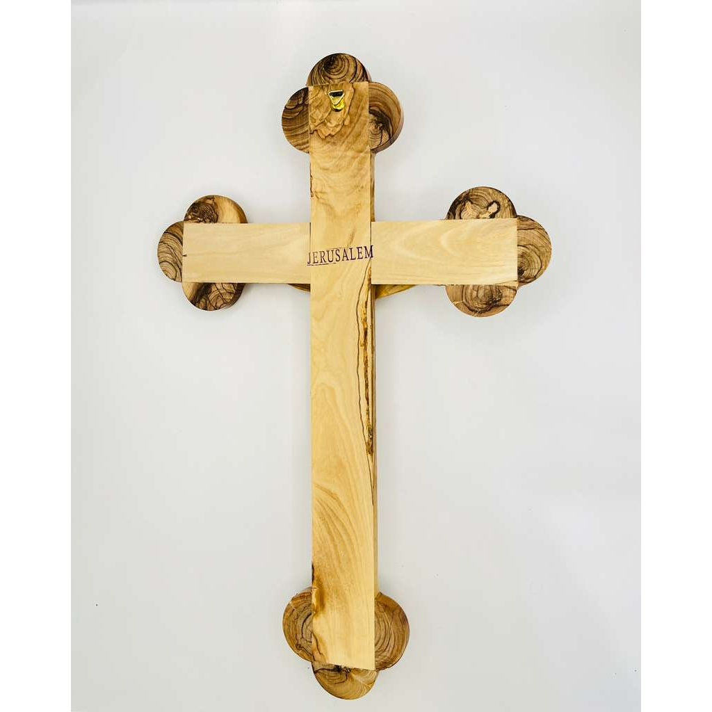 Olive Wood Wall Crucifix with Five Holy Land Relics – Bloom Edge Design