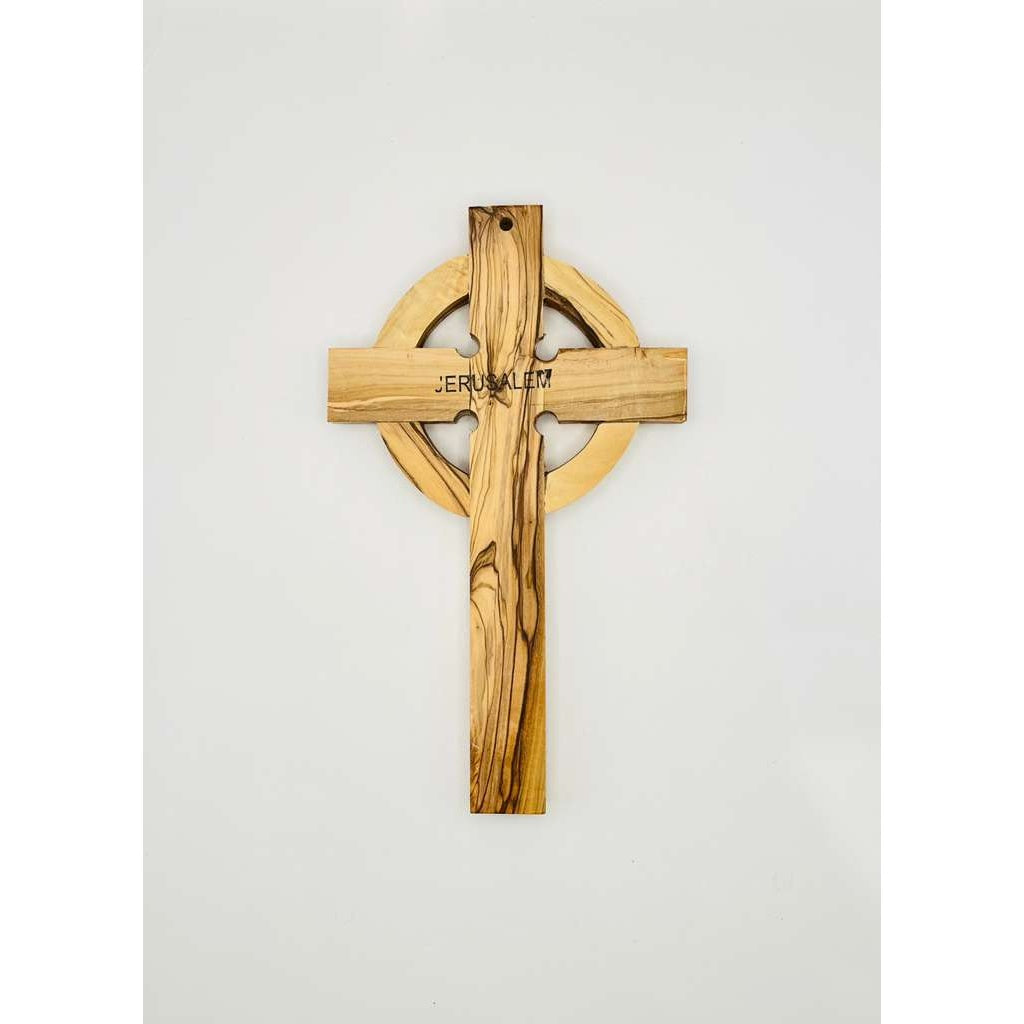 Celtic Olive Wood Circle Cross (Holy Land)