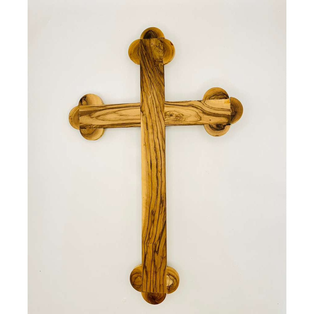 Olive Wood Crucifix with Metal Corpus & Relics