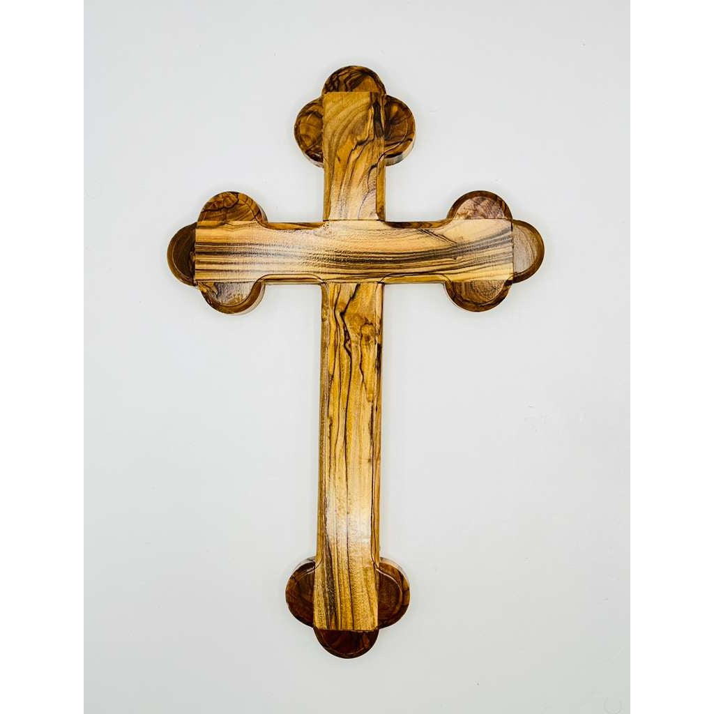 Large Olive Wood Wall Cross with Rounded Edges – Holy Land Craftsmanship