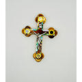 Olive Wood Crucifix with Sea Shell Border & Holy Land Relics